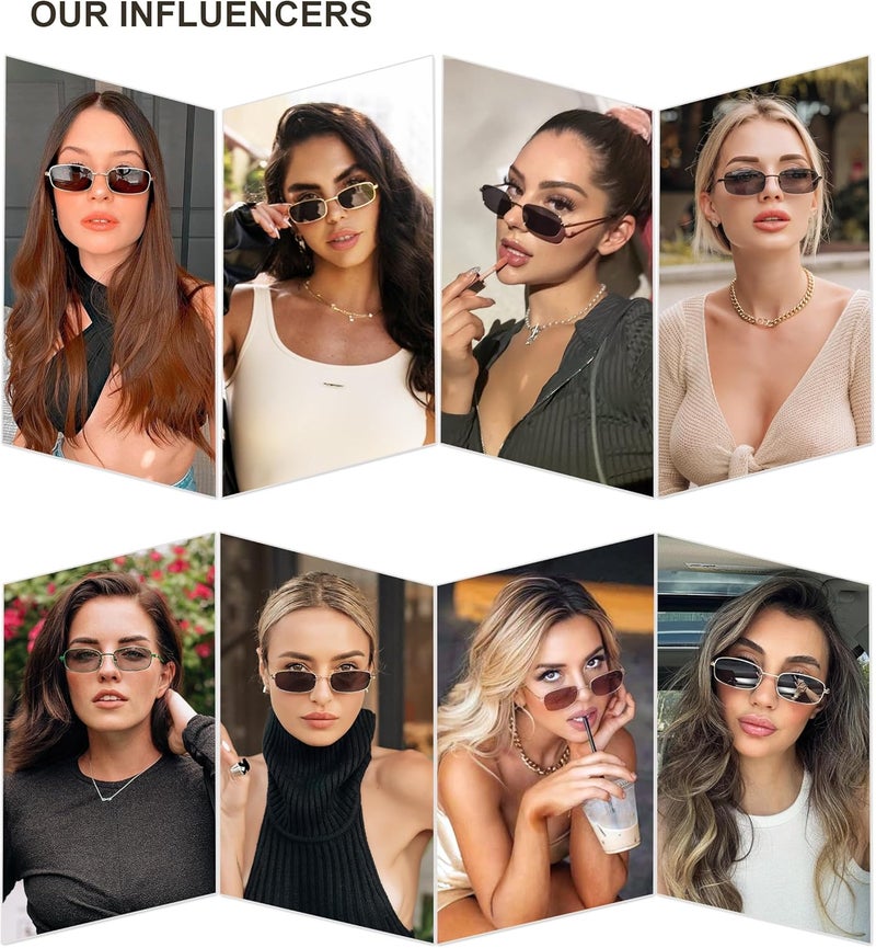 Sojos Small Trendy Rectangle Sunglasses Womens Mens, Retro 80s 90s Y2k Chic Narrow Thin Skinny Sunnies SJ1187 - Image 2